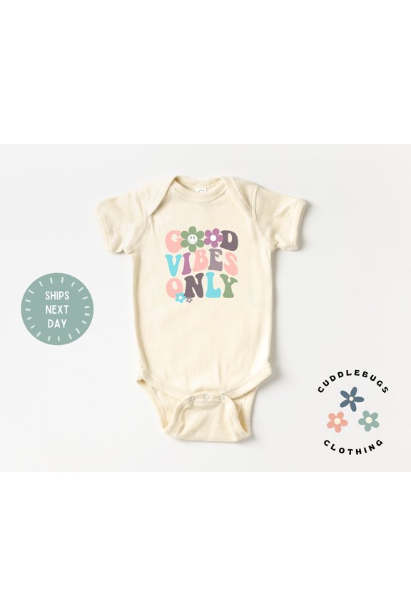 Good Vibes Only Onesies Bodysuit, Retro Groovy Good Vibes Baby Bodysuit, Inspirational, Baby Shower Gift, New Baby Cool Baby Clothing, Cute Baby Onesie, BABY BODYSUIT LAT 4424