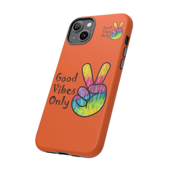 Good Vibes Only Orange Tough iPhone 15 Case-iPhone 14-iPhone Case-iPhone