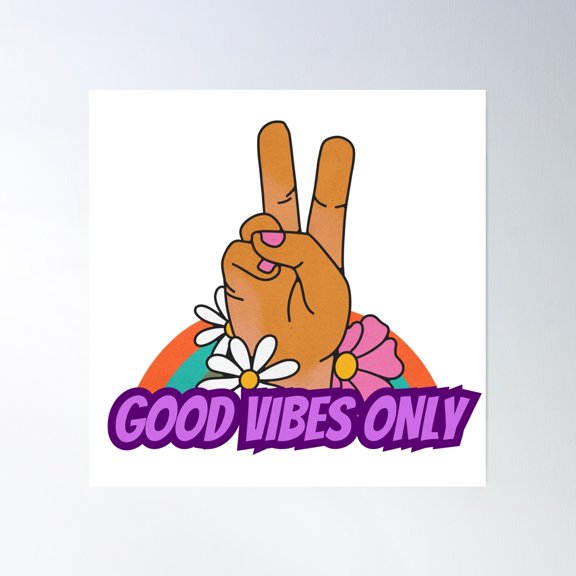 Good Vibes Only: Peace And Flowers Design Poster Wall Art, Modern Wall Decor, 16x24 UNFRAMED