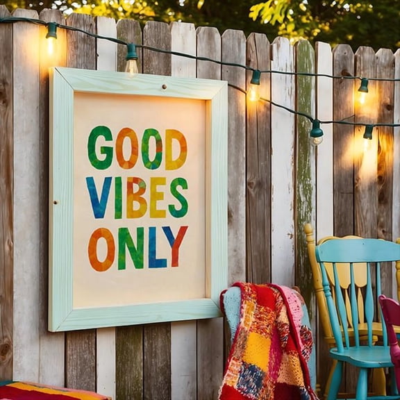 Good Vibes Only Positivity Poster, Colourful Quote, 24x36 UNFRAMED