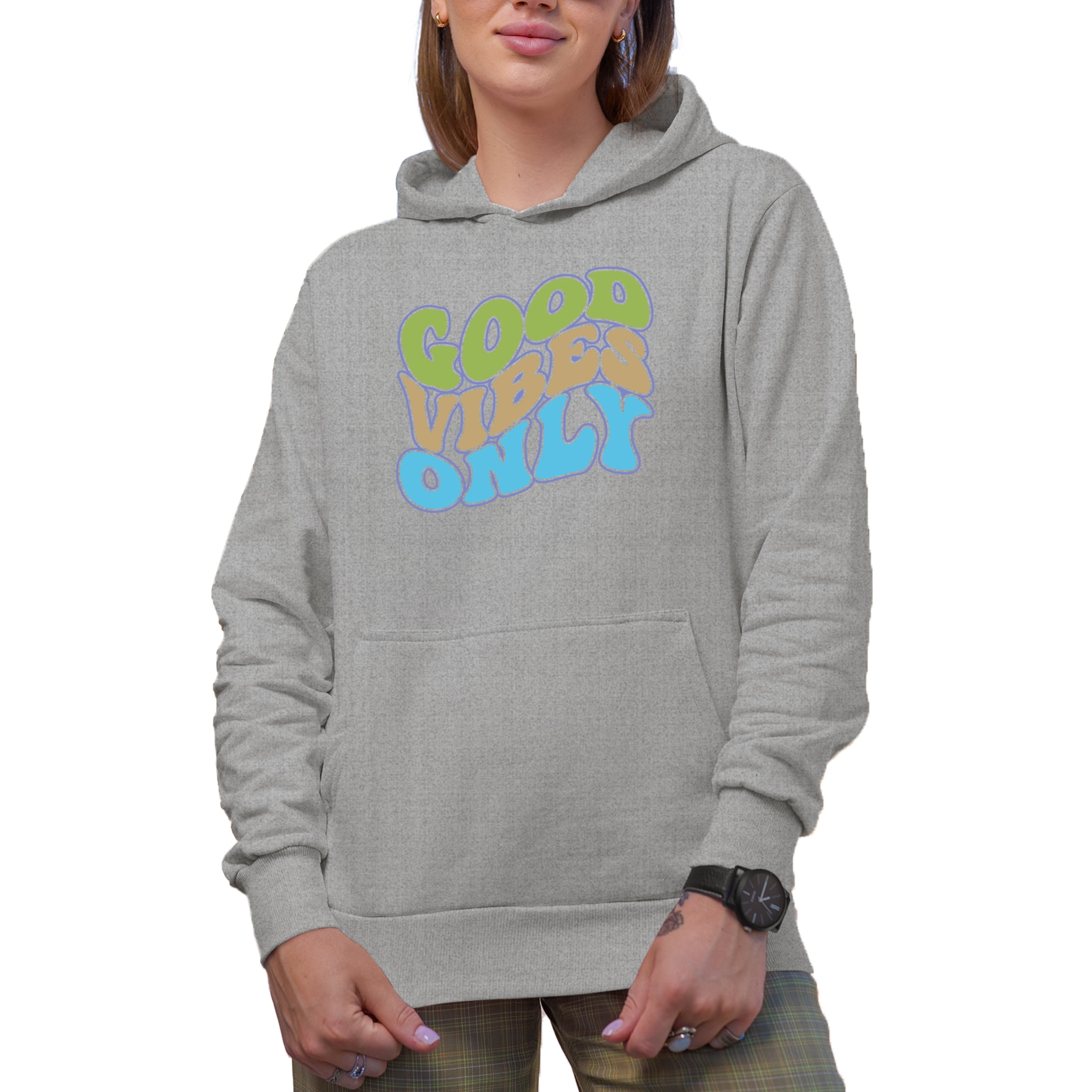 Sweat à Capuche "Good Vibes Only" - Style Rétro Positif, Coupe Classique, Message Motivation - 2