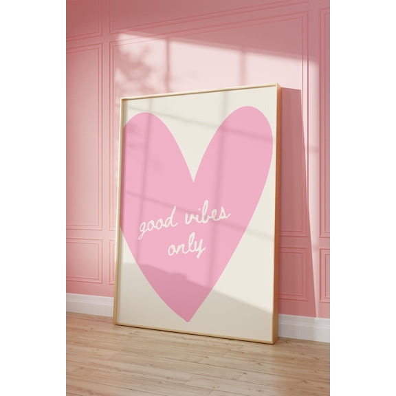 Good Vibes Only Print Trendy Pink Dorm Room Poster Poster Decor For Living Room Bedroom Unframed Paper Print