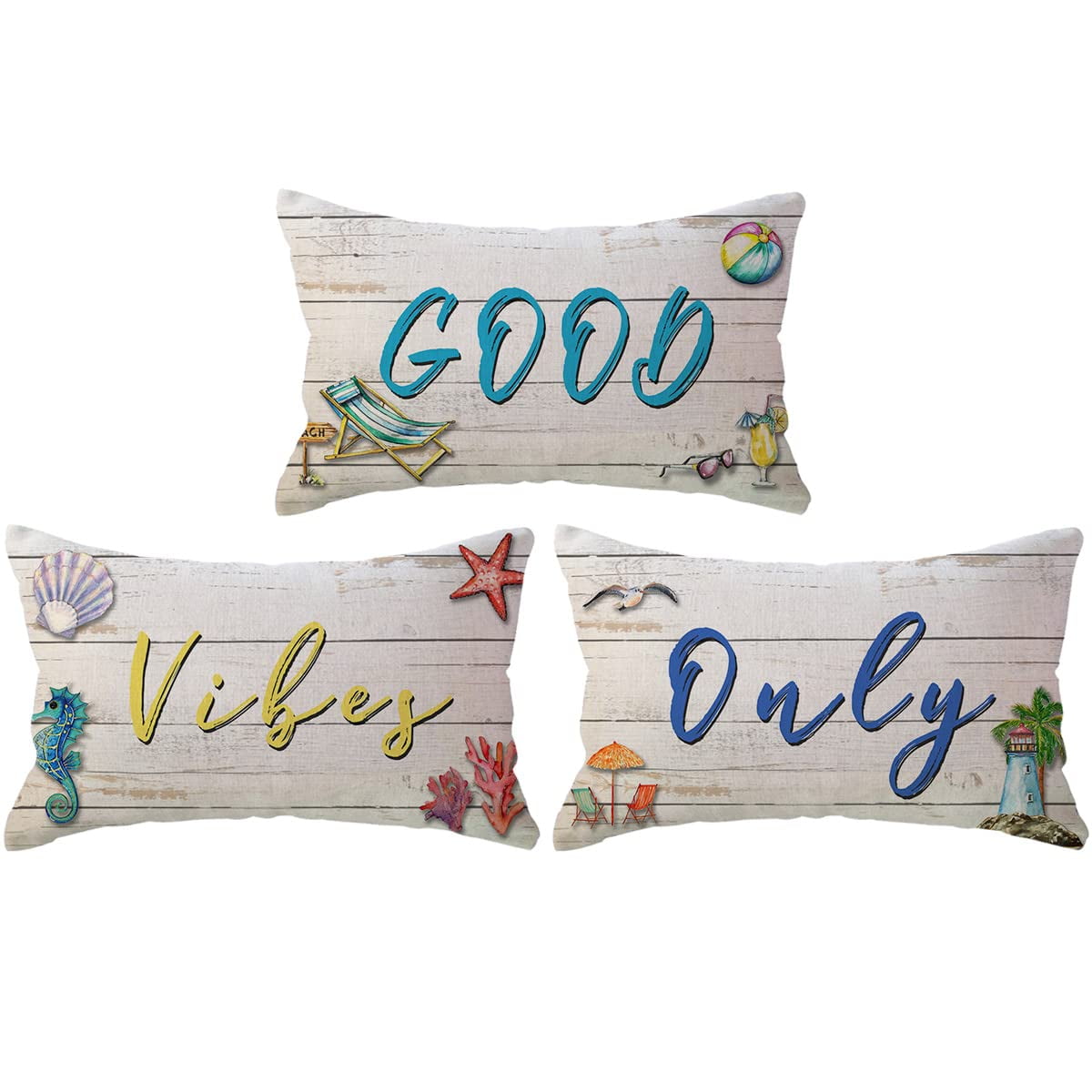Good Vibes Only Sign AIF4 Throw Pillow Covers Beach Theme Inspirational