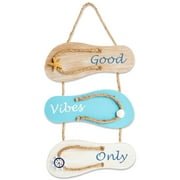Good Vibes Only Sign Wooden Flip Flop Beach Décor, Nautical-Inspired Hanging Sign for Homes, Summer Displays, Ocean-Themed Residences, Vacation Properties, Office Spaces (9x12 in)