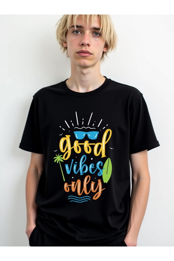 Good Vibes Only T-Shirt Men funny t shirts black summer funny Fashionable summer T-shirt, machine washable Trendy Unisex Shirt Graphic tshirts