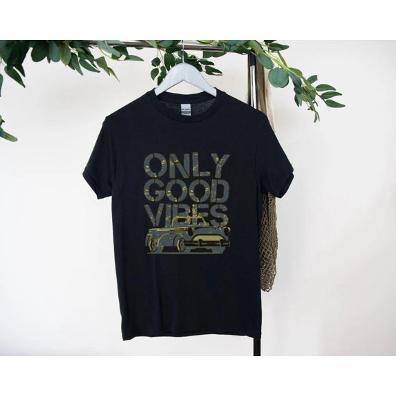 Good Vibes Only T-Shirt With Fun Cartoon Vibe Design, for men & women, up to size 5XL