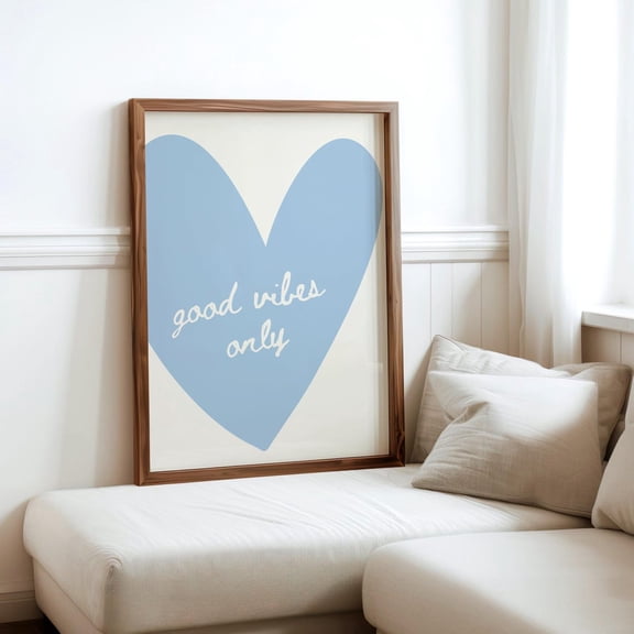 Good Vibes Only Trendy Blue Dorm Room Style Three, Unframed Paper Print