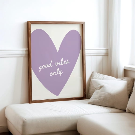 Good Vibes Only Trendy Purple Dorm Room Style One, Unframed Paper Print