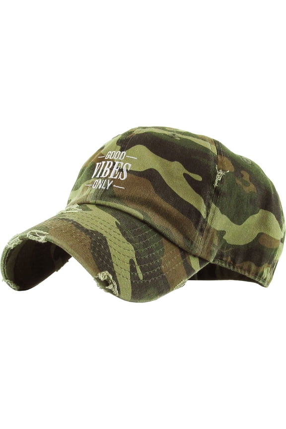 Good Vibes Only Vintage Distressed Washed Dad Hat Baseball Cap