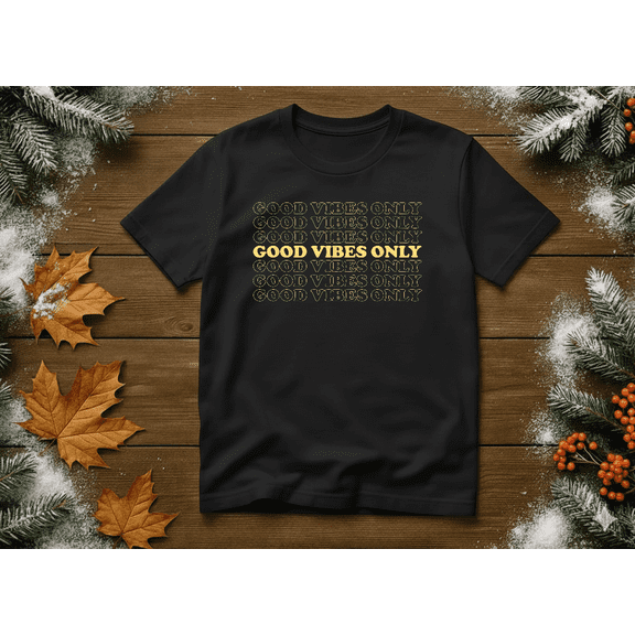 Good Vibes Only Vintage Optimist Positive Retro Quote Graphic Apparel Unisex T-Shirt V10064, up to Size 5XL