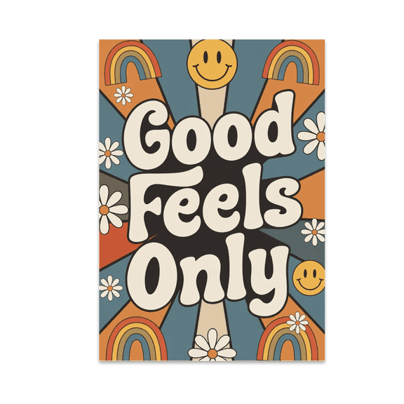Good Vibes Only Wavy Art Poster - Positive Energy Decor - 13x19 Poster Print