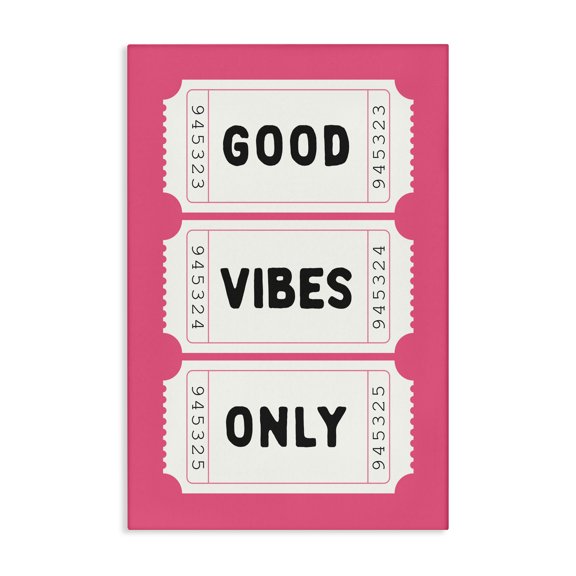 Stupell Industries Good Vibes Only White & Pink Canvas Wall Art, design by Lettered and Lined, 24 x 16