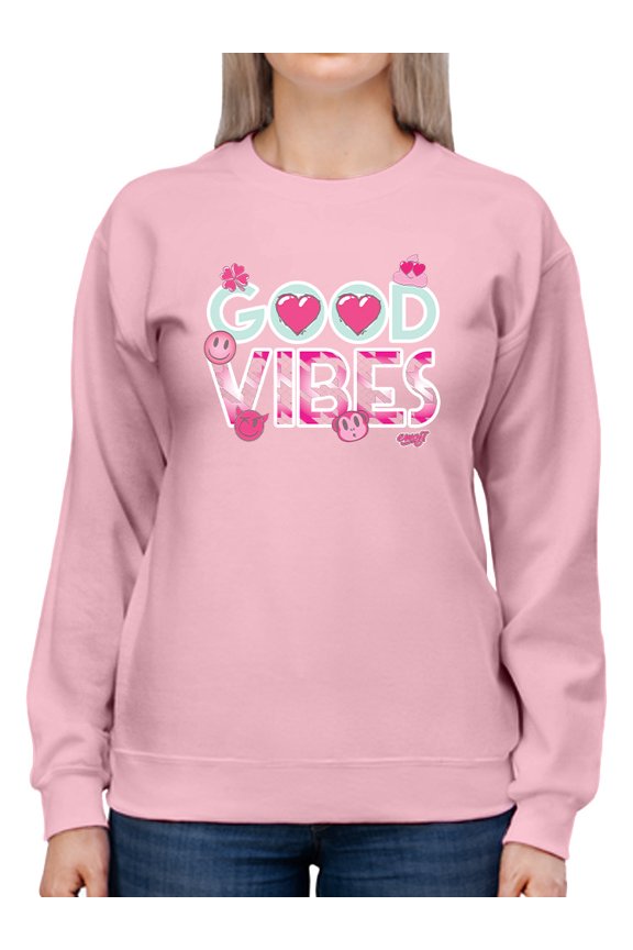 Good Vibes - Pink Emojis Graphic Women's Sweatshirt