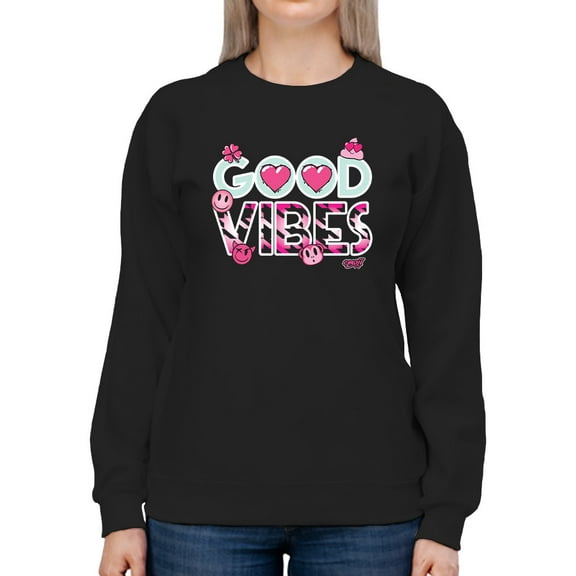 Good Vibes - Pink Emojis Graphic Women's Sweatshirt