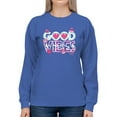 thumbnail image 1 of Good Vibes - Pink Emojis Graphic Women's Sweatshirt, 1 of 4