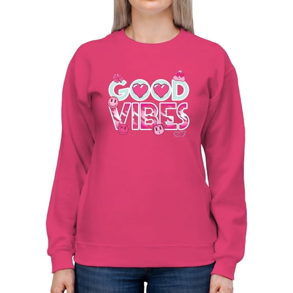 Good Vibes - Pink Emojis Graphic Women's Sweatshirt