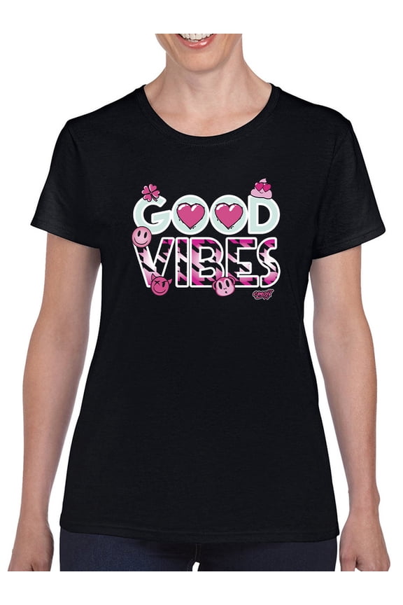 Good Vibes - Pink Emojis Graphic Women's T-shirt