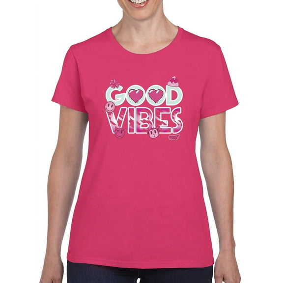 Good Vibes - Pink Emojis Graphic Women's T-shirt