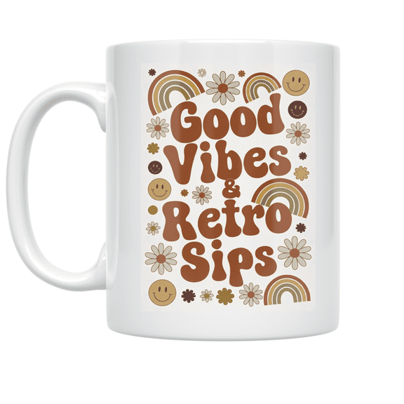 Good Vibes & Retro Sips - Nostalgia Enthusiast - 11 oz Ceramic Coffee Mug