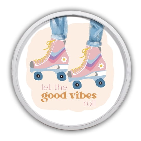 Good Vibes Roll 20x20 Round MDF White Framed Print