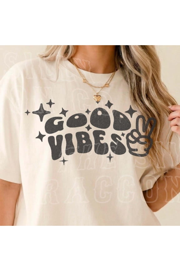 Good Vibes Shirt Retro Groovy Tee Peace Sign Hippie Graphic Gift For Her Positive Vibes Bo