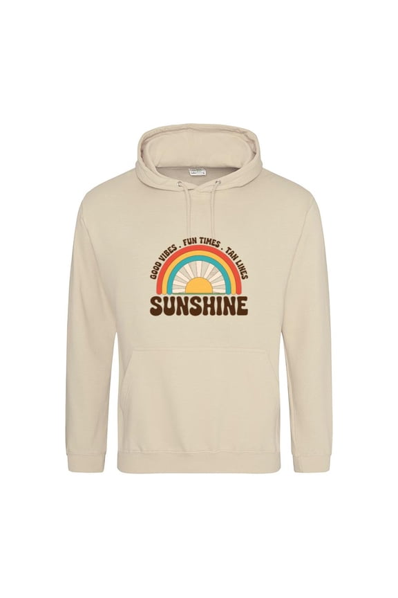 Good Vibes Tan Lines Sunshine Summer Vacation Graphic Quote Hoodie, for men & women, up to size 5XL
