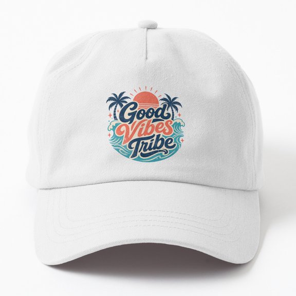 Good Vibes Tribe Baseball Cap, Quote Graphic Hat Style