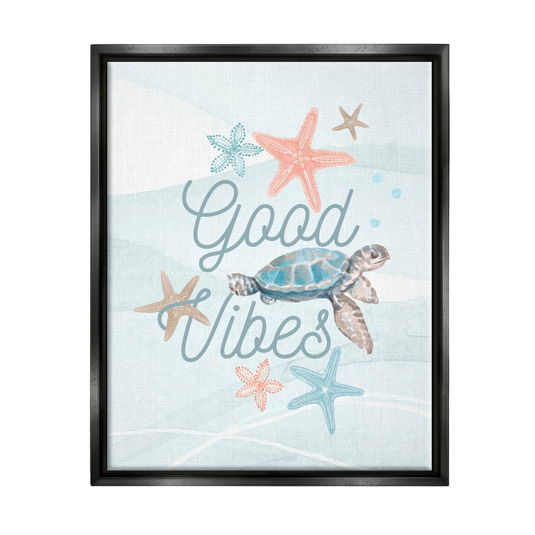 Good Vibes Underwater Sea Life Animals & Insects Graphic Art Jet Black Framed Art Print Wall Art