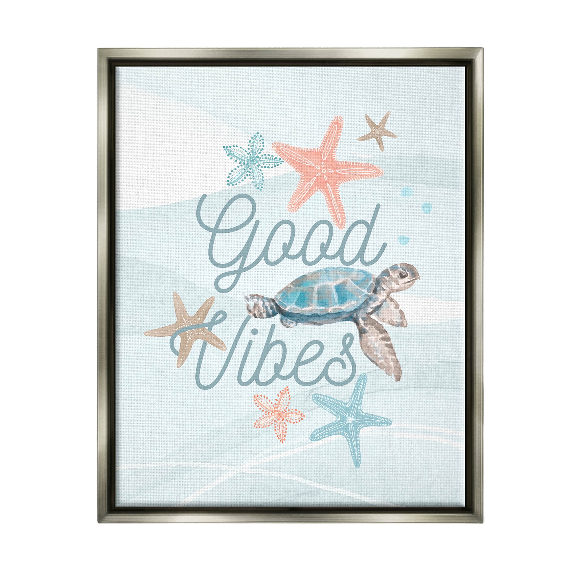 Good Vibes Underwater Sea Life Animals & Insects Graphic Art Luster Gray Framed Art Print Wall Art
