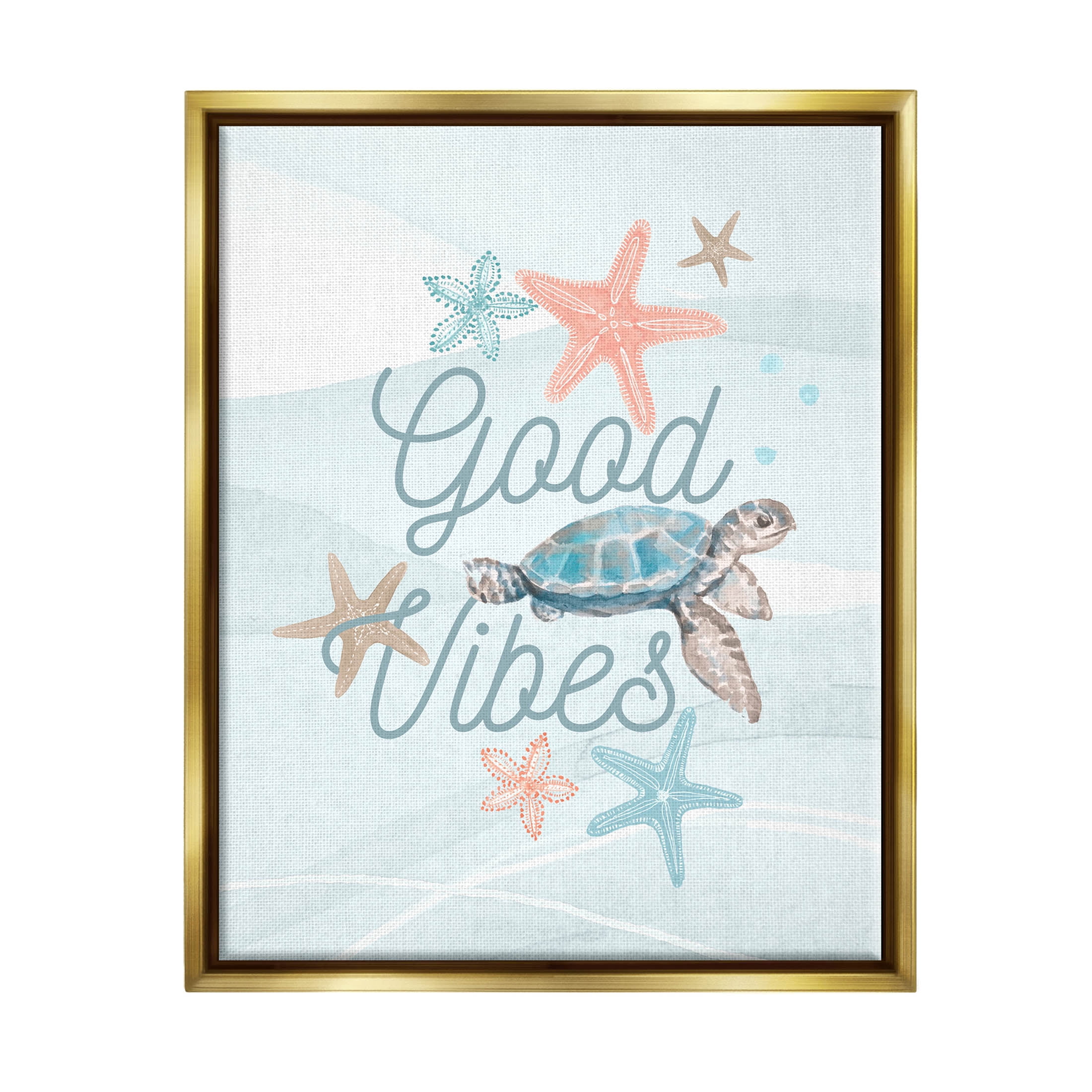Good Vibes Underwater Sea Life Animals & Insects Graphic Art Metallic Gold Framed Art Print Wall Art