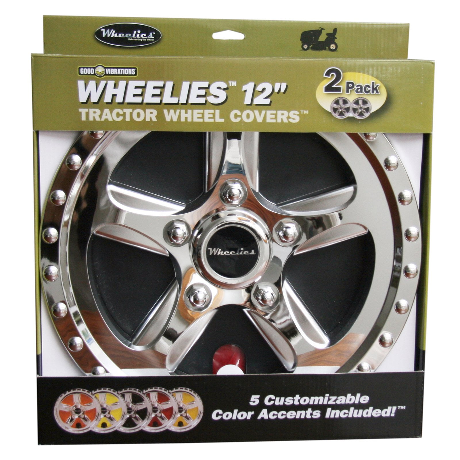 Good Vibrations - Wheelies - 12" Tractor Wheel Cover Set - Silver