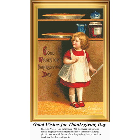 Good Wishes for Thanksgiving Day, Holiday Cross Stitch Pattern (Pattern Only, You Provide the Floss and Fabric)