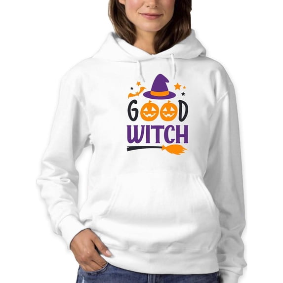 Good Witch. Hat And Pumpkins Hoodie Women -Image by Shutterstock, Female XX-Large