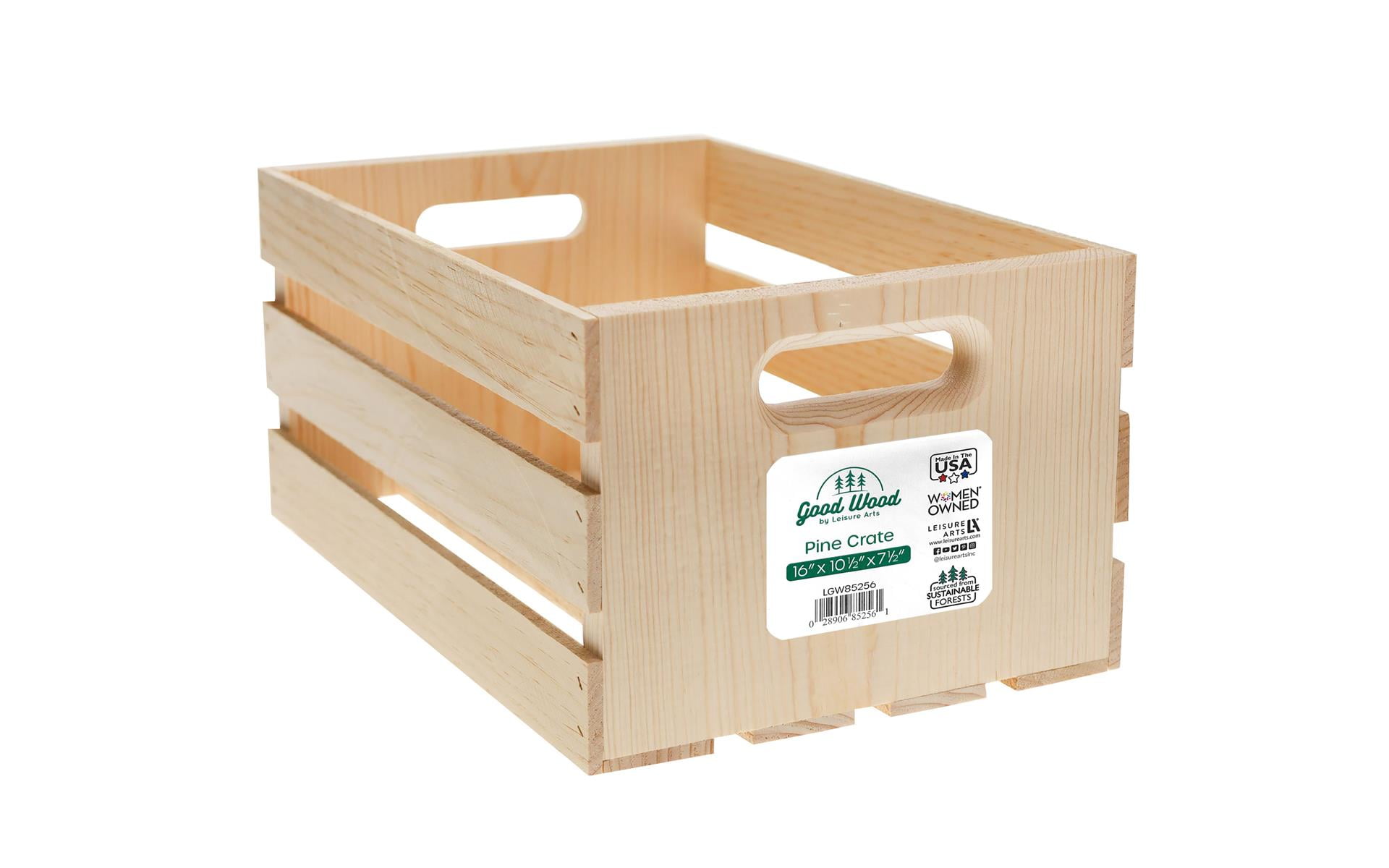 Good Wood By Leisure Arts Wooden Crate, Wood Crate Unfinished, Crates ...