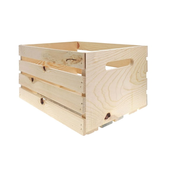 Good Wood By Leisure Arts Wooden Crate 18" X 12.5" X 9.5", 3 Piece In Unfinished Rustic Pine For Storage Wood Crates, Large Wooden Crates For The Home And Table, Crate Decoration