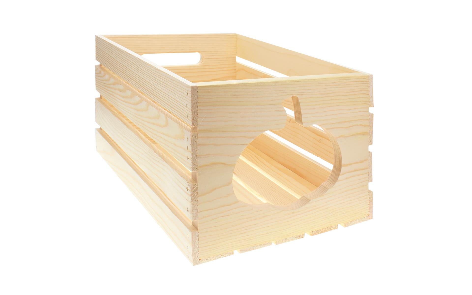Good Wood By Leisure Arts Wooden Crate With Pumpkin Cutout, Wood Crate ...