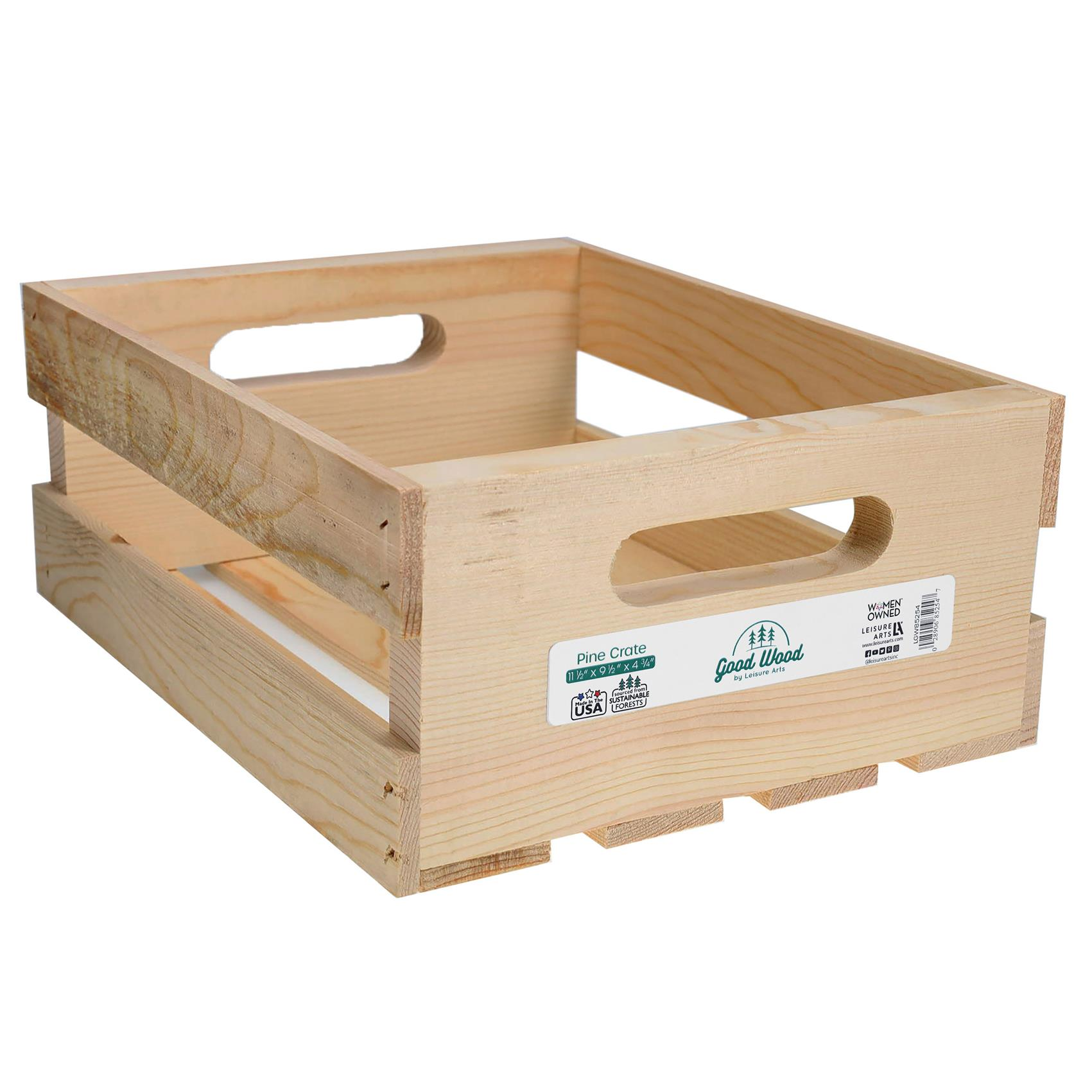 Good Wood by Leisure Arts Wooden Crate, wood crate unfinished, wood