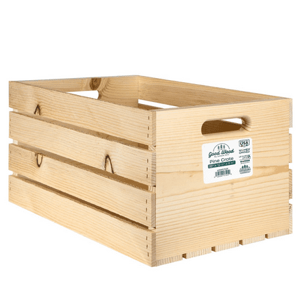 Good Wood by Leisure Arts Wooden Crate, wood crate unfinished, wood crates for display, wood crates for storage, wooden crates unfinished, 18" x 12.5" x 9.5"