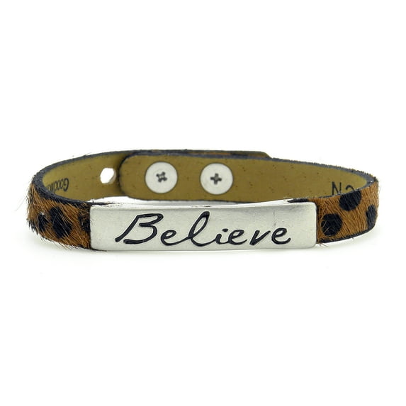 Good Works Life's Inspiration Believe Cheetah Leather Adjustable Bracelet