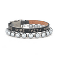 thumbnail image 1 of Good Works Love, Hope, Faith Leather Magnetic Inspirational Pearl Bracelet - Black, 1 of 4
