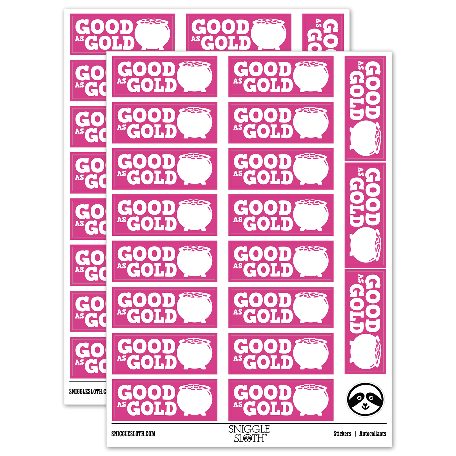 Good as Gold Pot of Gold Teacher Student School Sticker Set - Hot Pink ...