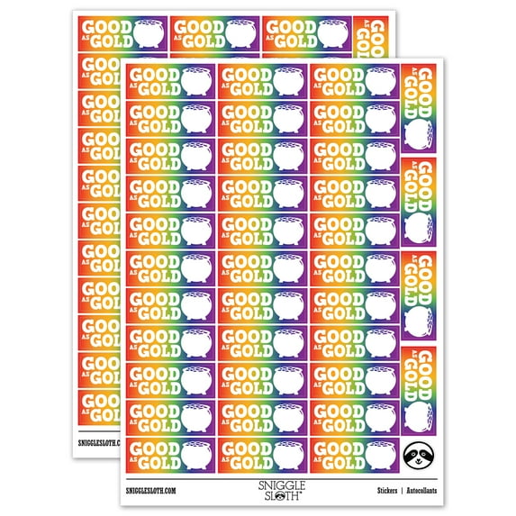 Good as Gold Pot of Gold Teacher Student School Sticker Set - Rainbow - Gloss Finish - 1.5" Small