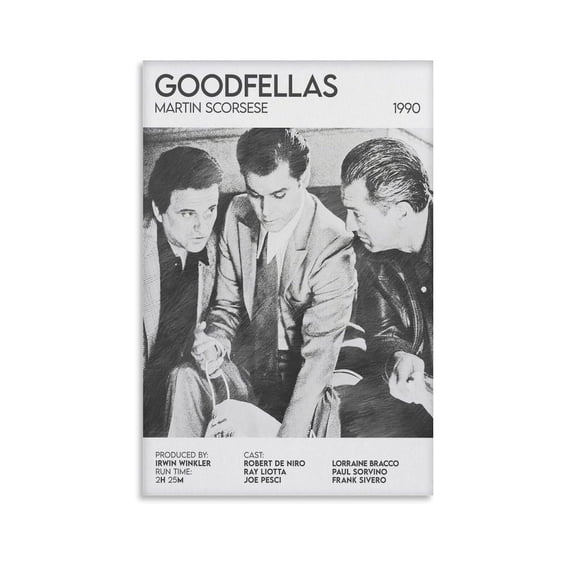Good-fellas 1990 American Gangster Crime Movie Poster (47) Wall Art Poster Scroll Canvas Painting Picture Living Room Decor Home Framed/Unframed