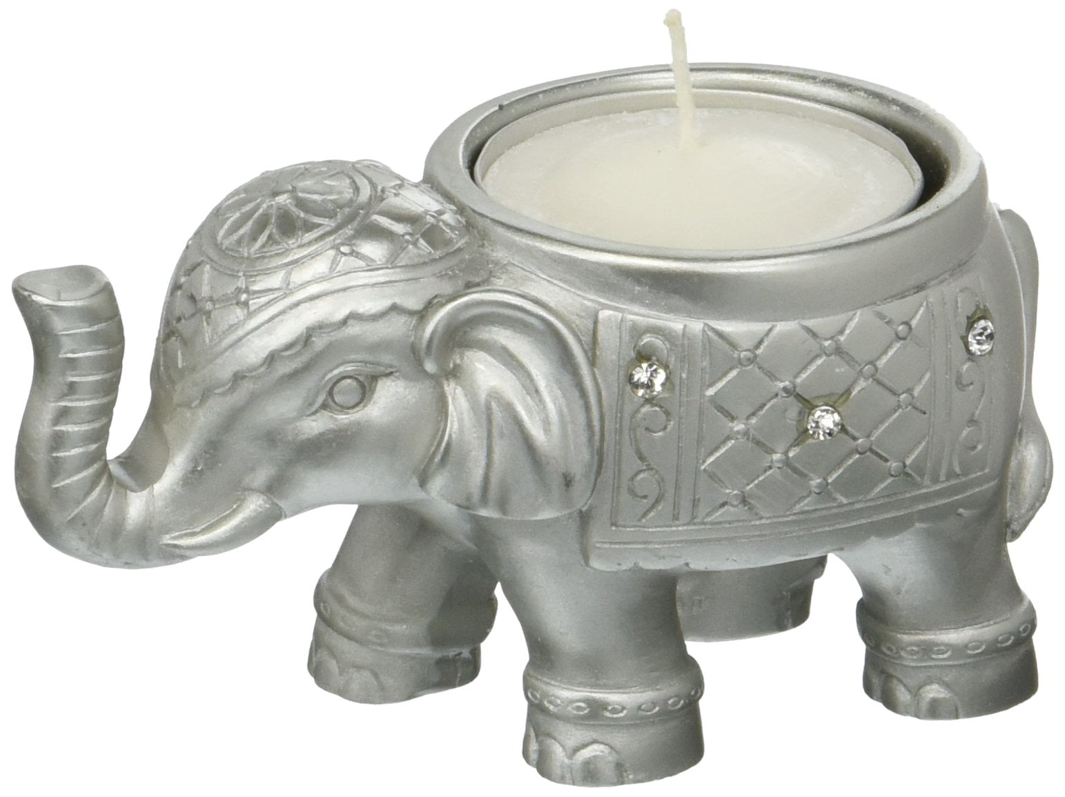 Good luck silver Indian elephant candle holder votive set of 1 ...