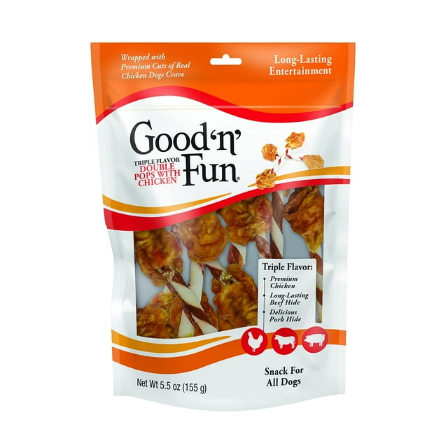 Good ’n’ Fun AJH3&nbsp;Triple Flavor Double Pops with Chicken, Gourmet Dog Snacks, 5.5 Ounces