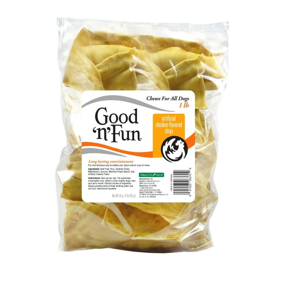Good n Fun Chicken Flavored Chips, Chews for Dogs, 1 lb.
