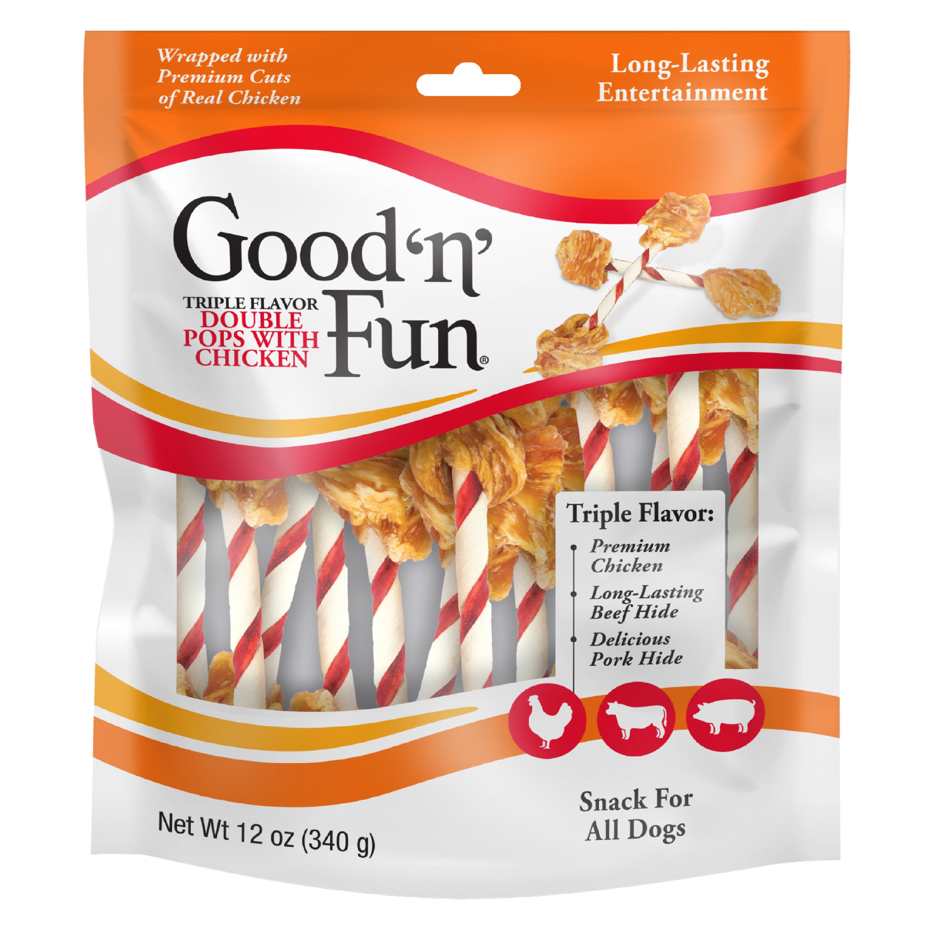 Good 'n' Fun Triple Flavor Double Pops with Chicken for Dogs 12 oz