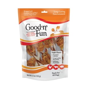 Good 'n' Fun Triple Flavor Double Pops with Chicken, Rawhide Chews for All Dogs, 5.5 oz.