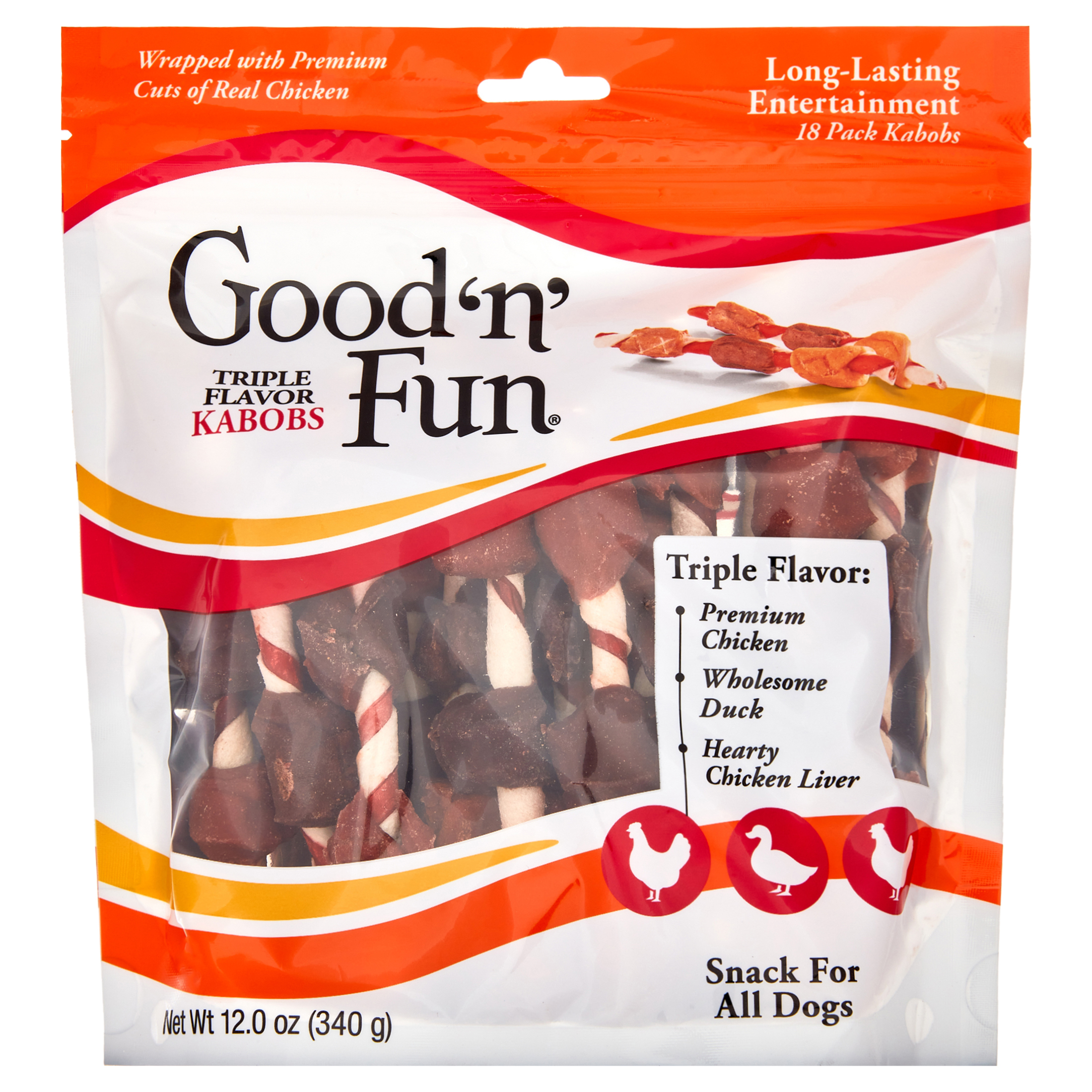 Good ’n’ Fun Triple Flavor Chews, 7 Inch Rolls, Rawhide for Dogs, 6