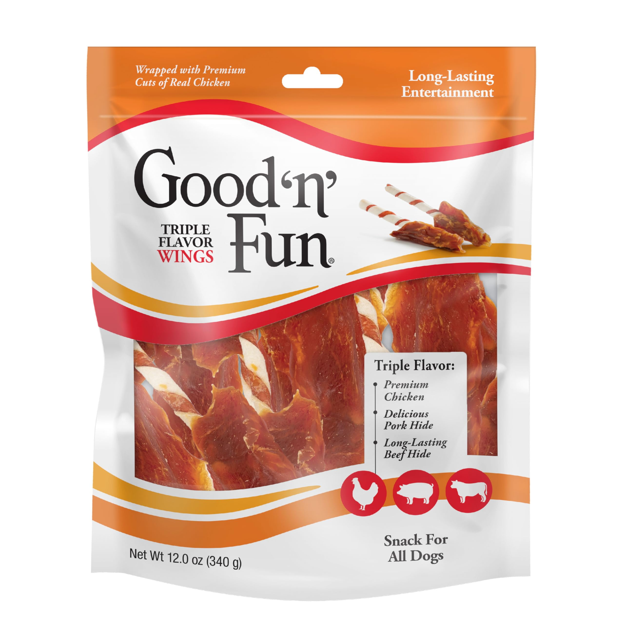 Good ‘n’ Fun Triple Flavor Wings COC1Chews for All Dogs, 12 Ounces ...